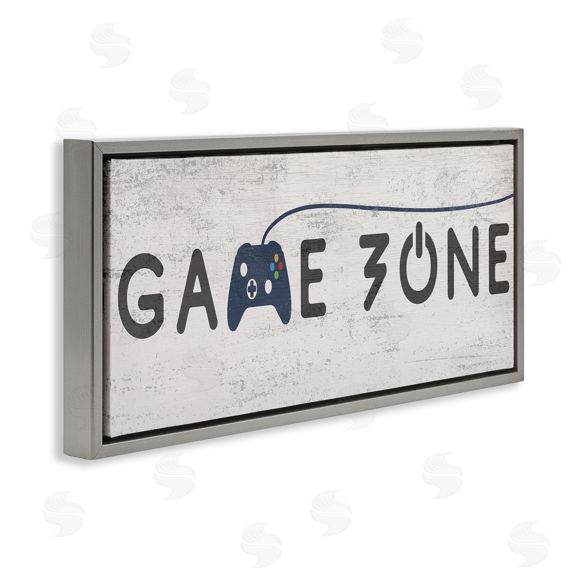 Stupell Studio Game Zone Video Gamer Phrase Rustic Blue Controller
