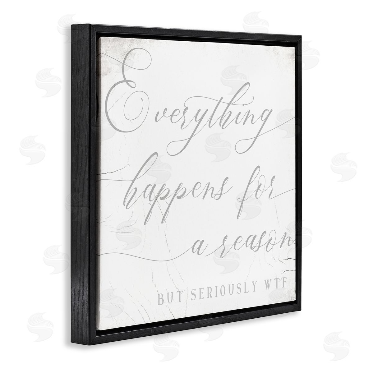 Stupell Studio Everything Happens for Reason Seriously WTF Sassy Humor Black Floating Frame Canvas Wall Art Print