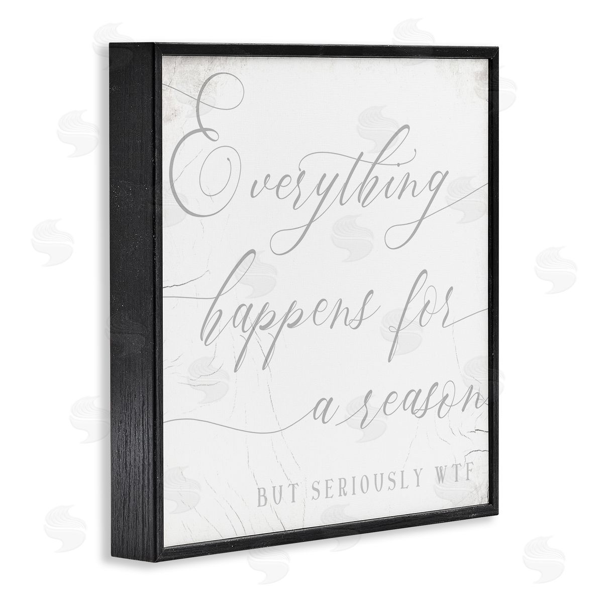 Stupell Studio Everything Happens for Reason Seriously WTF Sassy Humor Black Framed Glicee Wall Art Print