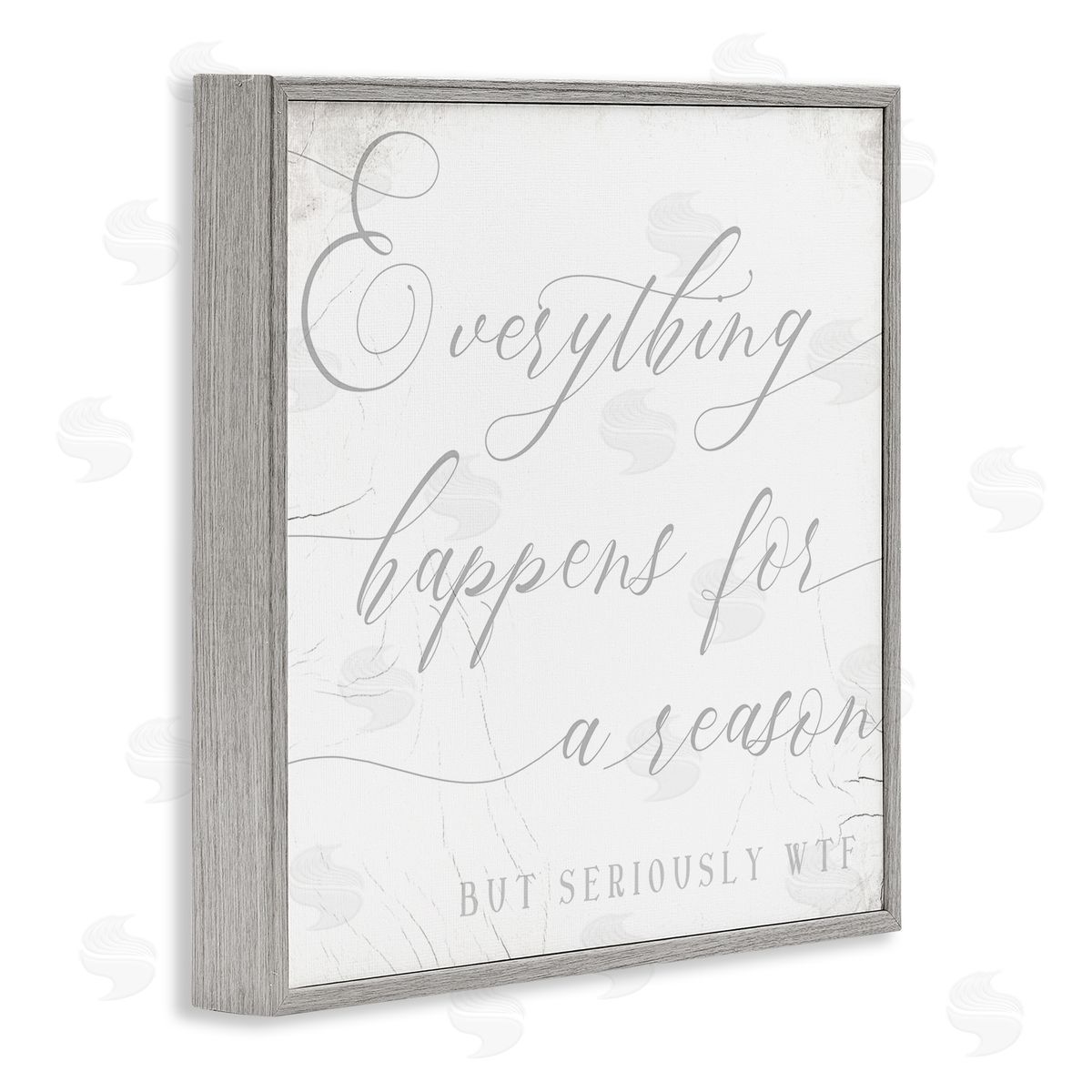 Stupell Studio Everything Happens for Reason Seriously WTF Sassy Humor Gray Framed Glicee Wall Art Print