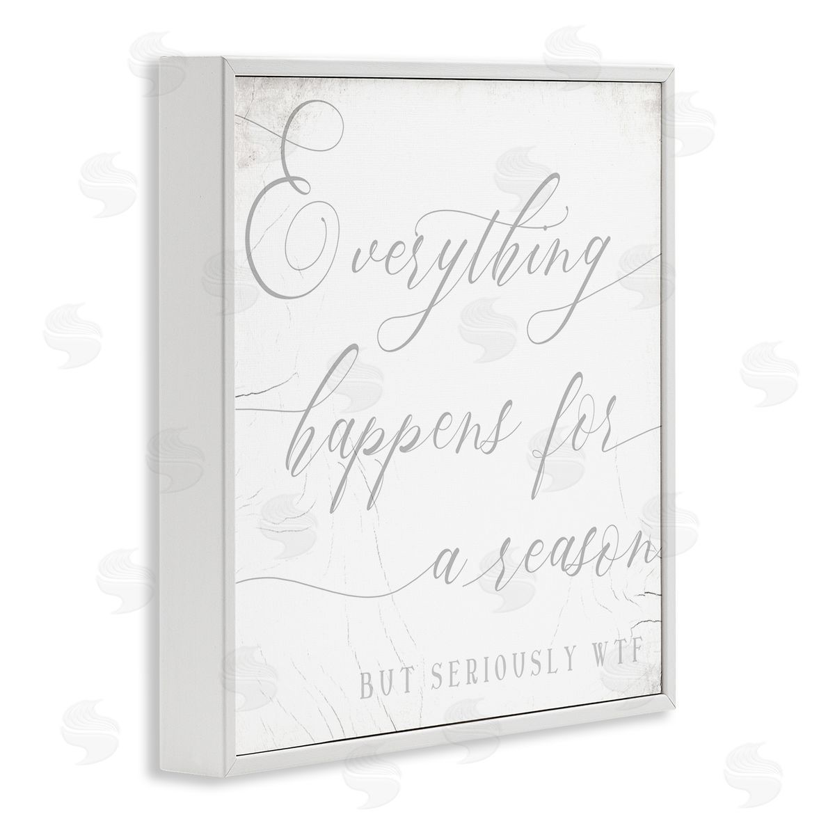 Stupell Studio Everything Happens for Reason Seriously WTF Sassy Humor White Framed Glicee Wall Art Print