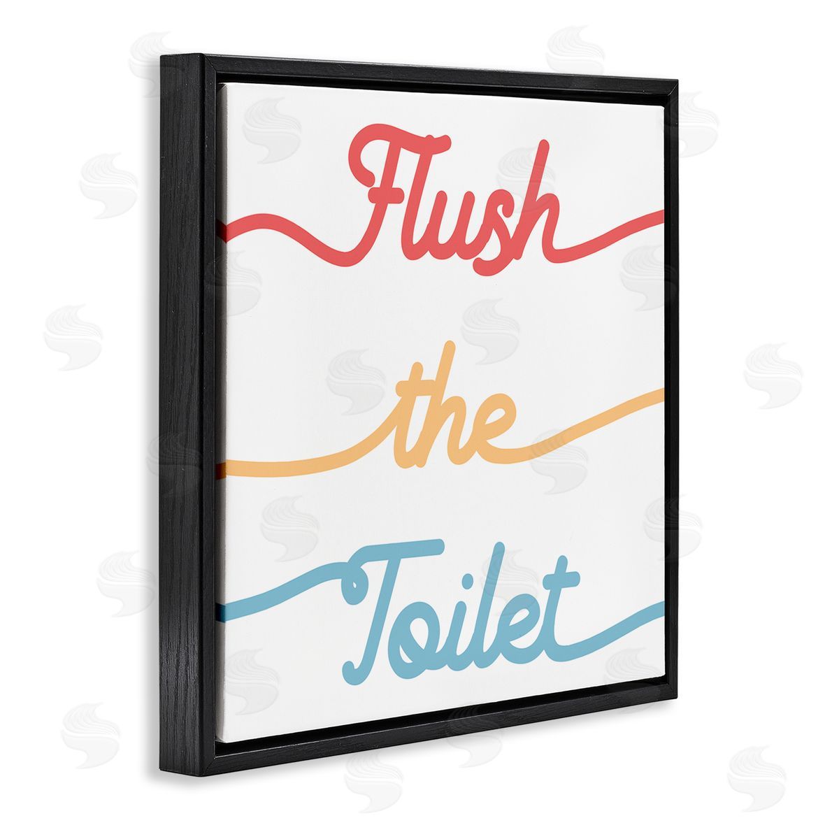 Stupell Studio Flush the Toilet Sign Children's Bathroom Typography Black Floating Frame Canvas Wall Art Print