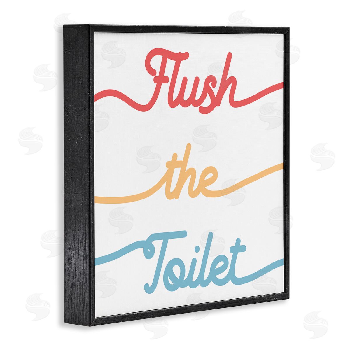 Stupell Studio Flush the Toilet Sign Children's Bathroom Typography Black Framed Glicee Wall Art Print