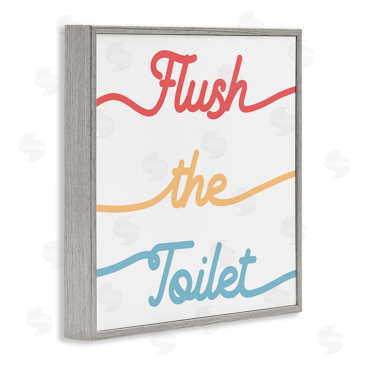 Stupell Studio Flush the Toilet Sign Children's Bathroom Typography Gray Framed Glicee Wall Art Print