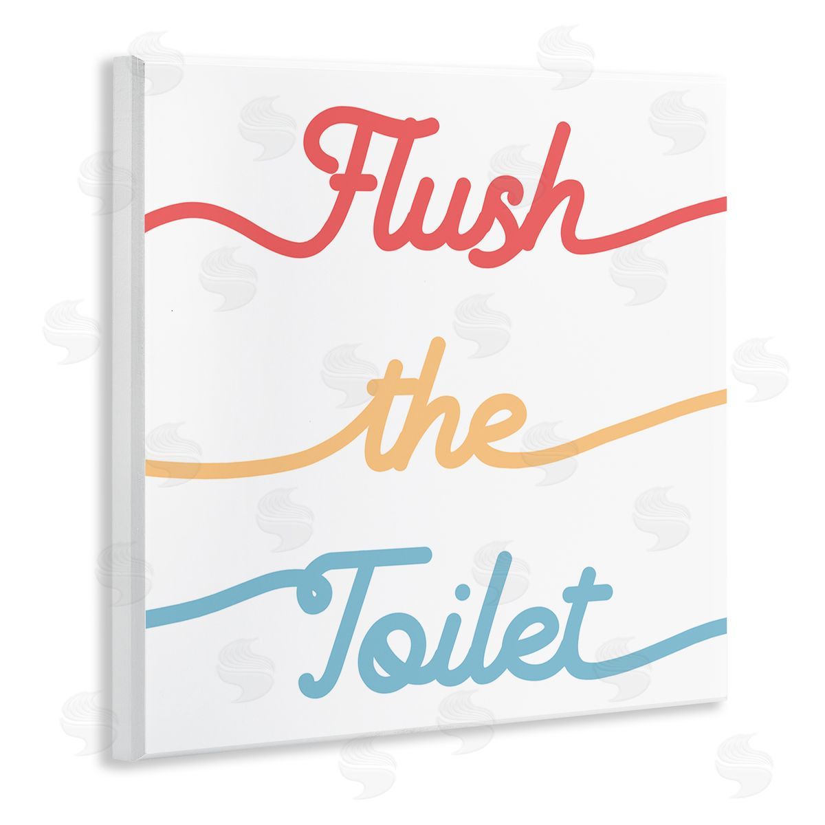 Stupell Studio Flush the Toilet Sign Children's Bathroom Typography Wooden Wall Plaque Art Print