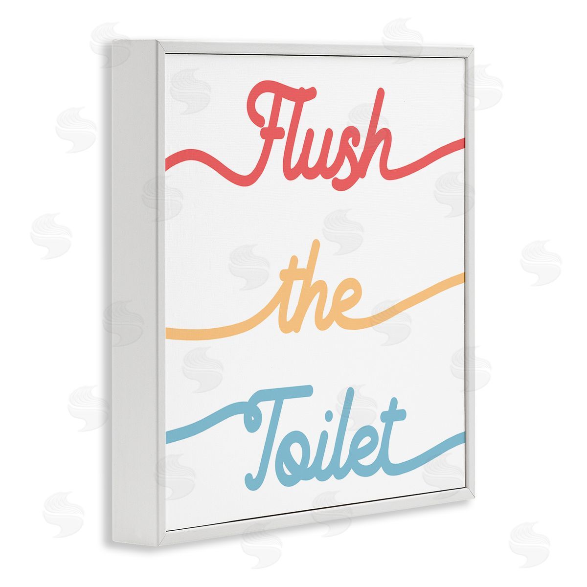 Stupell Studio Flush the Toilet Sign Children's Bathroom Typography White Framed Glicee Wall Art Print