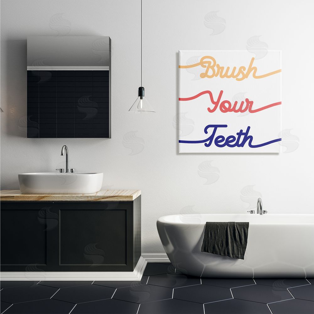 Stupell Studio Brush Your Teeth Children's Bathroom Dental Hygiene Canvas Wall Art in Room