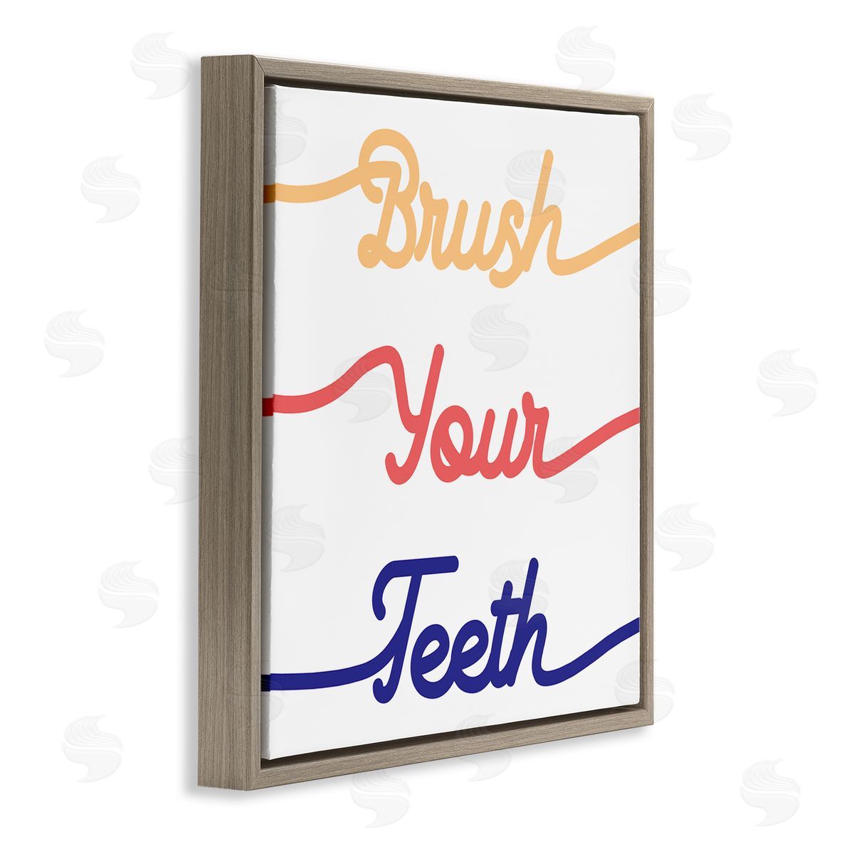 Stupell Studio Brush Your Teeth Children's Bathroom Dental Hygiene Brown Floating Frame Canvas Wall Art Print