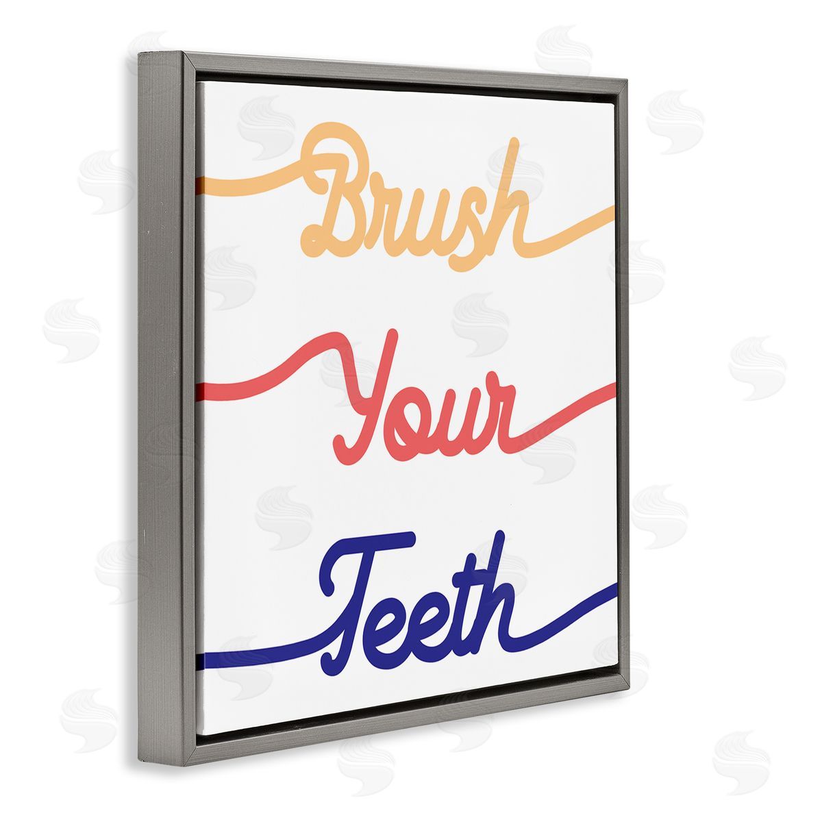 Stupell Studio Brush Your Teeth Children's Bathroom Dental Hygiene Gray Floating Frame Canvas Wall Art Print