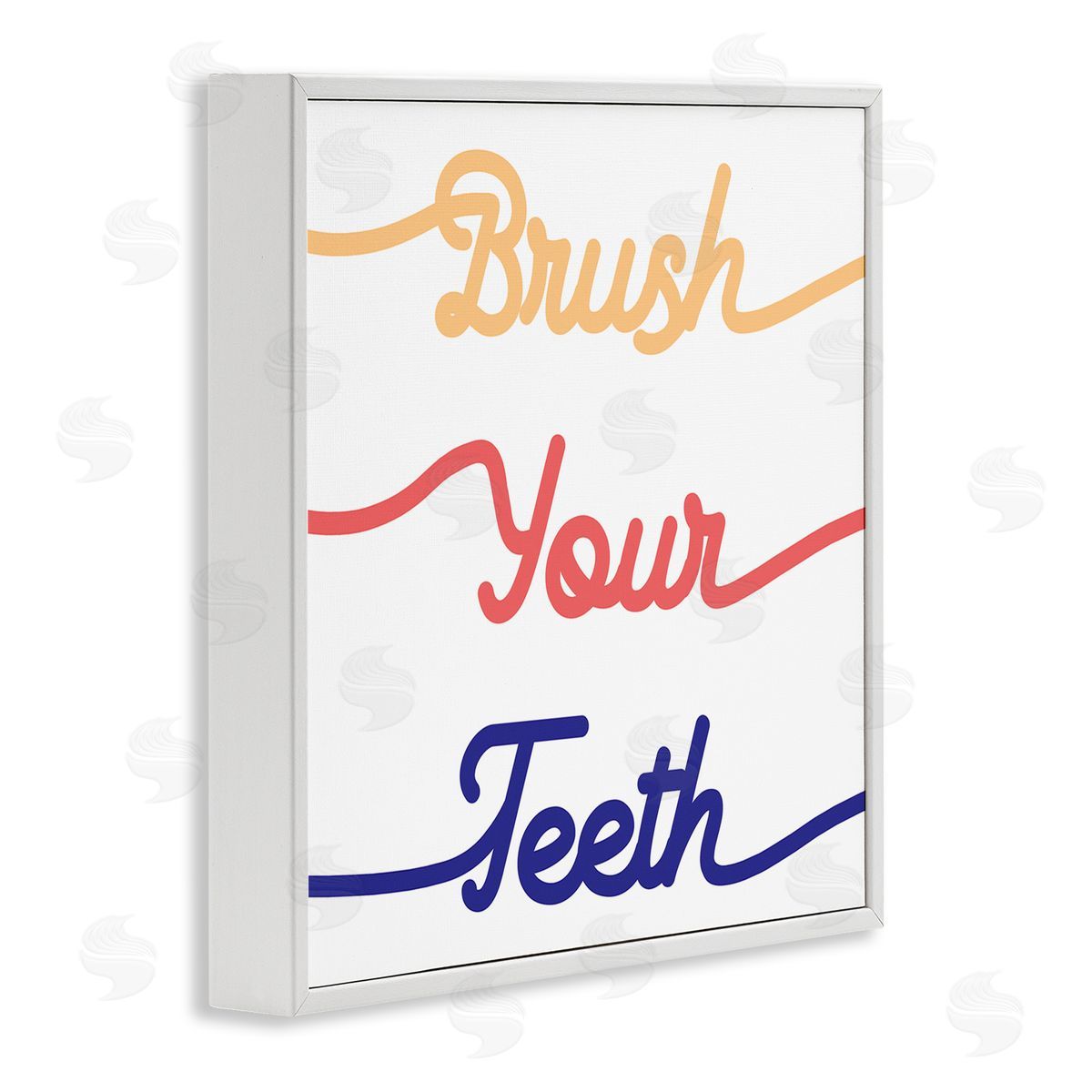 Stupell Studio Brush Your Teeth Children's Bathroom Dental Hygiene White Framed Glicee Wall Art Print