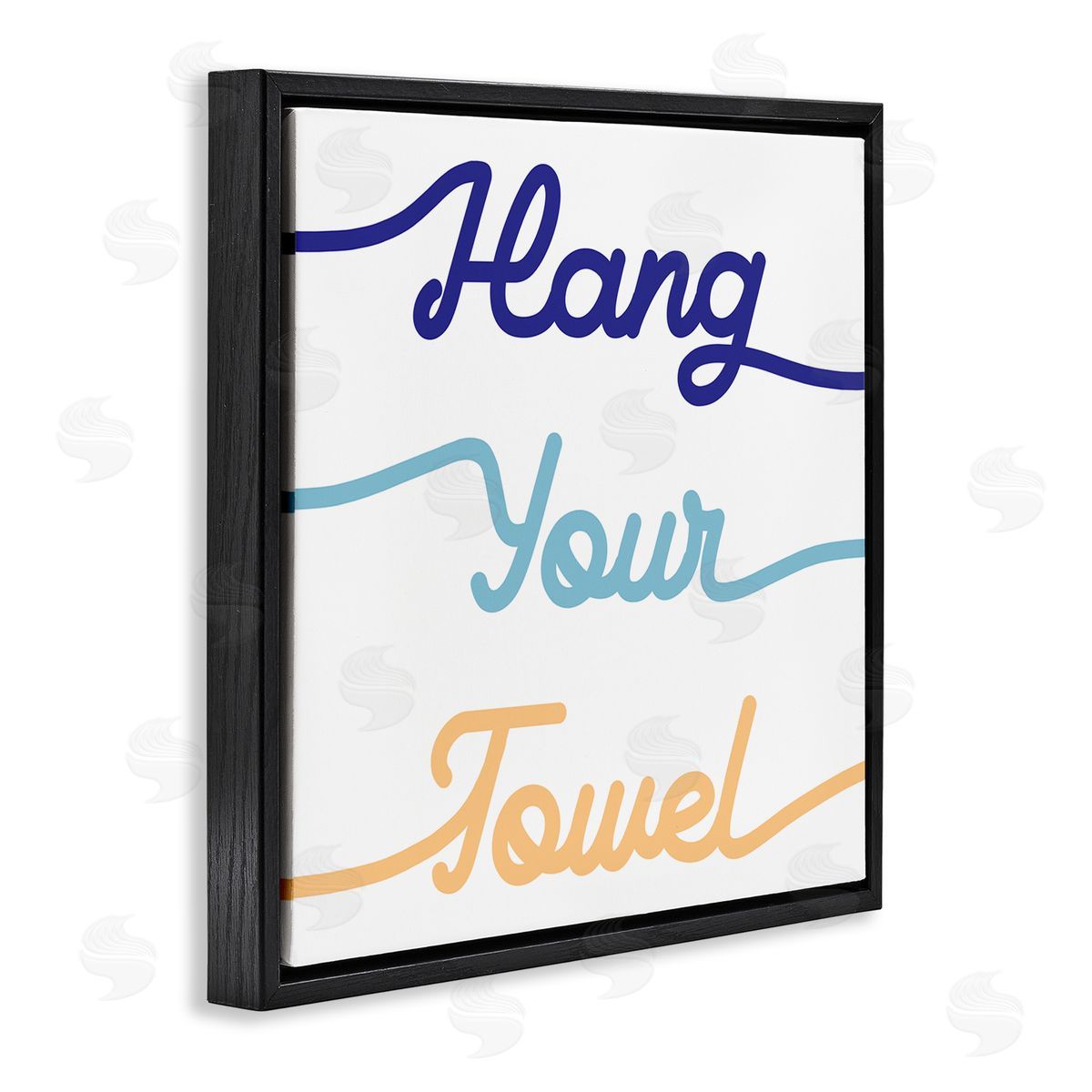 Stupell Studio Hang Your Towel Phrase Children's Bathroom Typography Black Floating Frame Canvas Wall Art Print