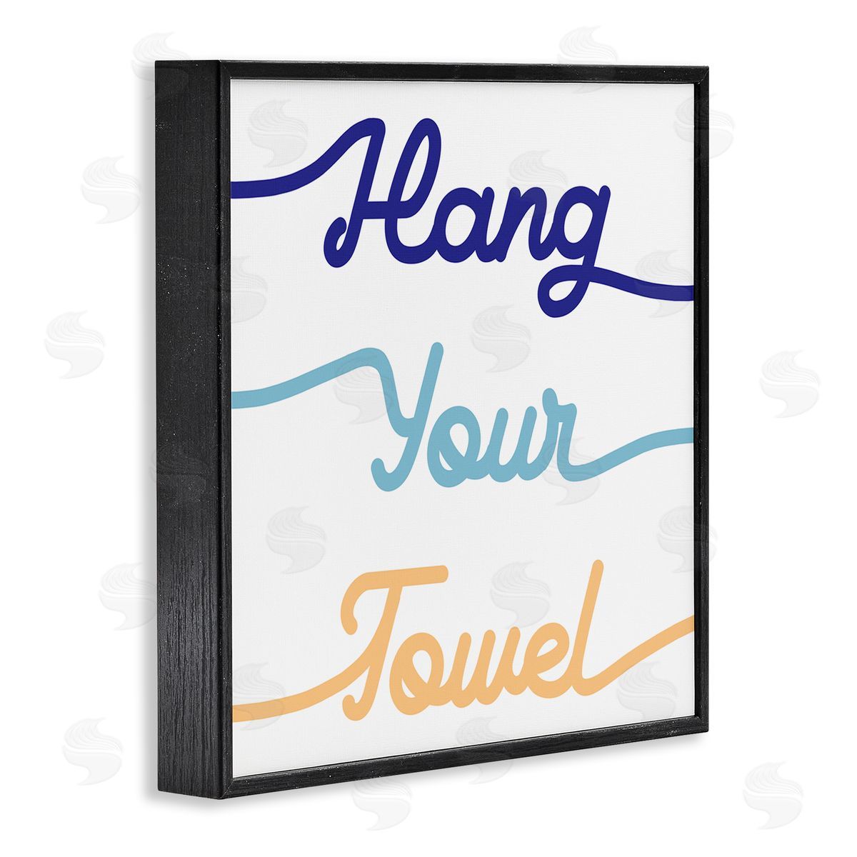 Stupell Studio Hang Your Towel Phrase Children's Bathroom Typography Black Framed Glicee Wall Art Print