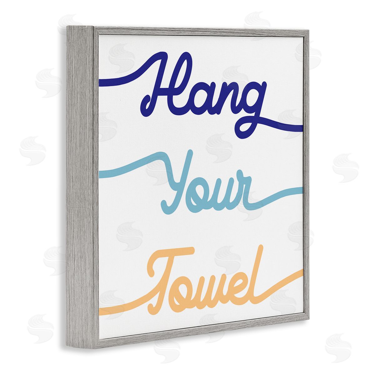 Stupell Studio Hang Your Towel Phrase Children's Bathroom Typography Gray Framed Glicee Wall Art Print