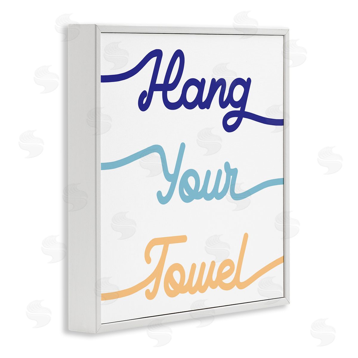 Stupell Studio Hang Your Towel Phrase Children's Bathroom Typography White Framed Glicee Wall Art Print