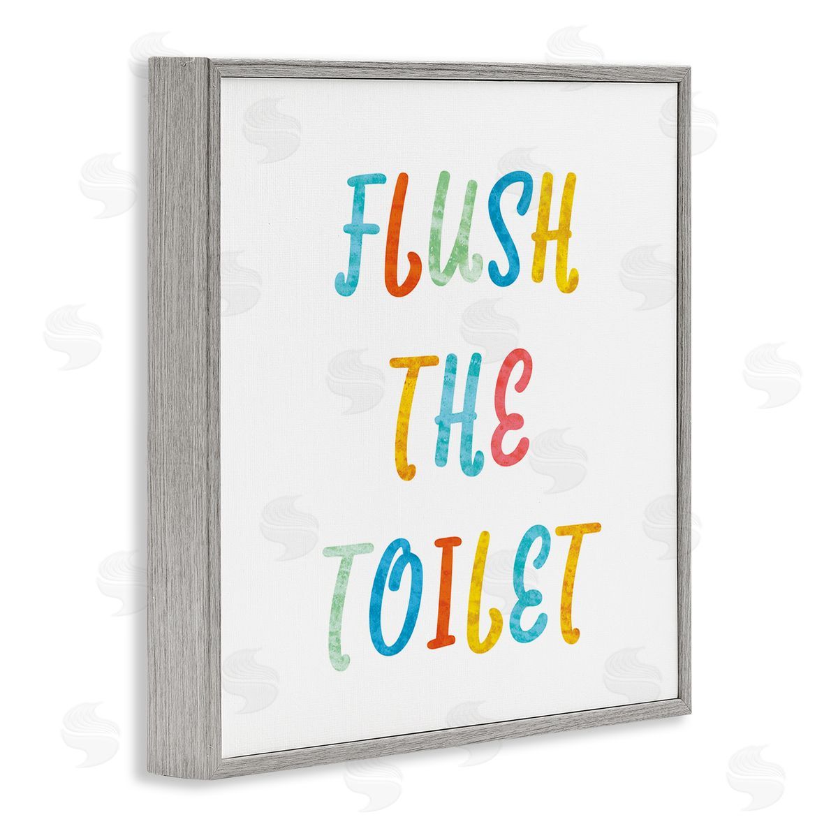 Stupell Studio Flush the Toilet Bathroom Rules Kids Typography Gray Framed Glicee Wall Art Print