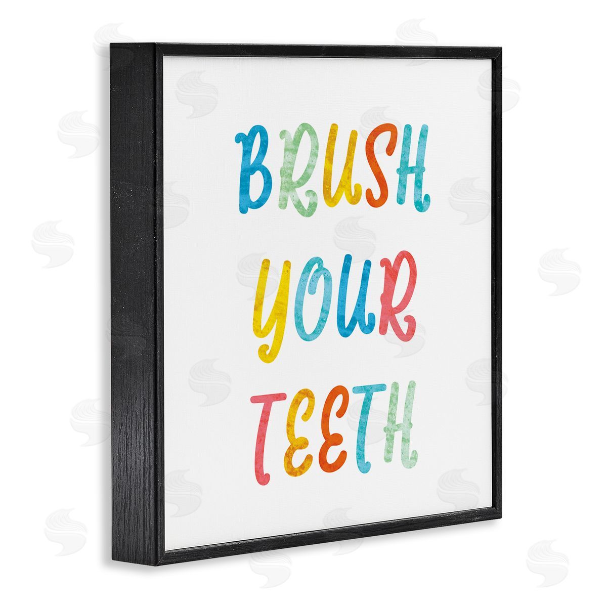 Stupell Studio Brush Your Teeth Dental Hygiene Kids Typography Black Framed Glicee Wall Art Print