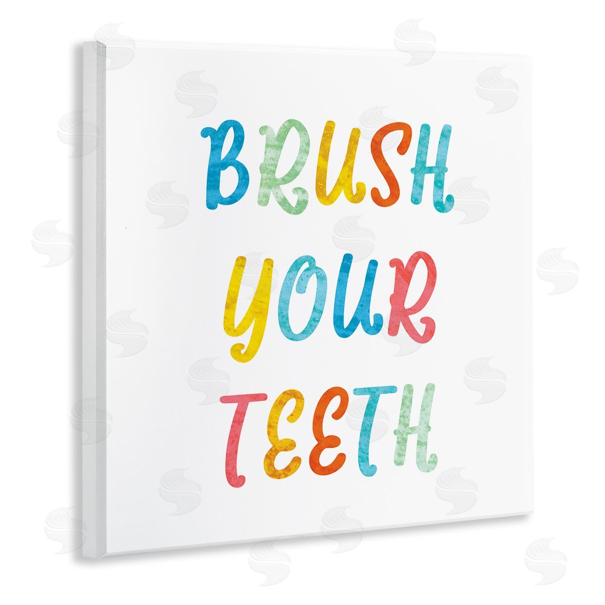 Stupell Studio Brush Your Teeth Dental Hygiene Kids Typography Wooden Wall Plaque Art Print