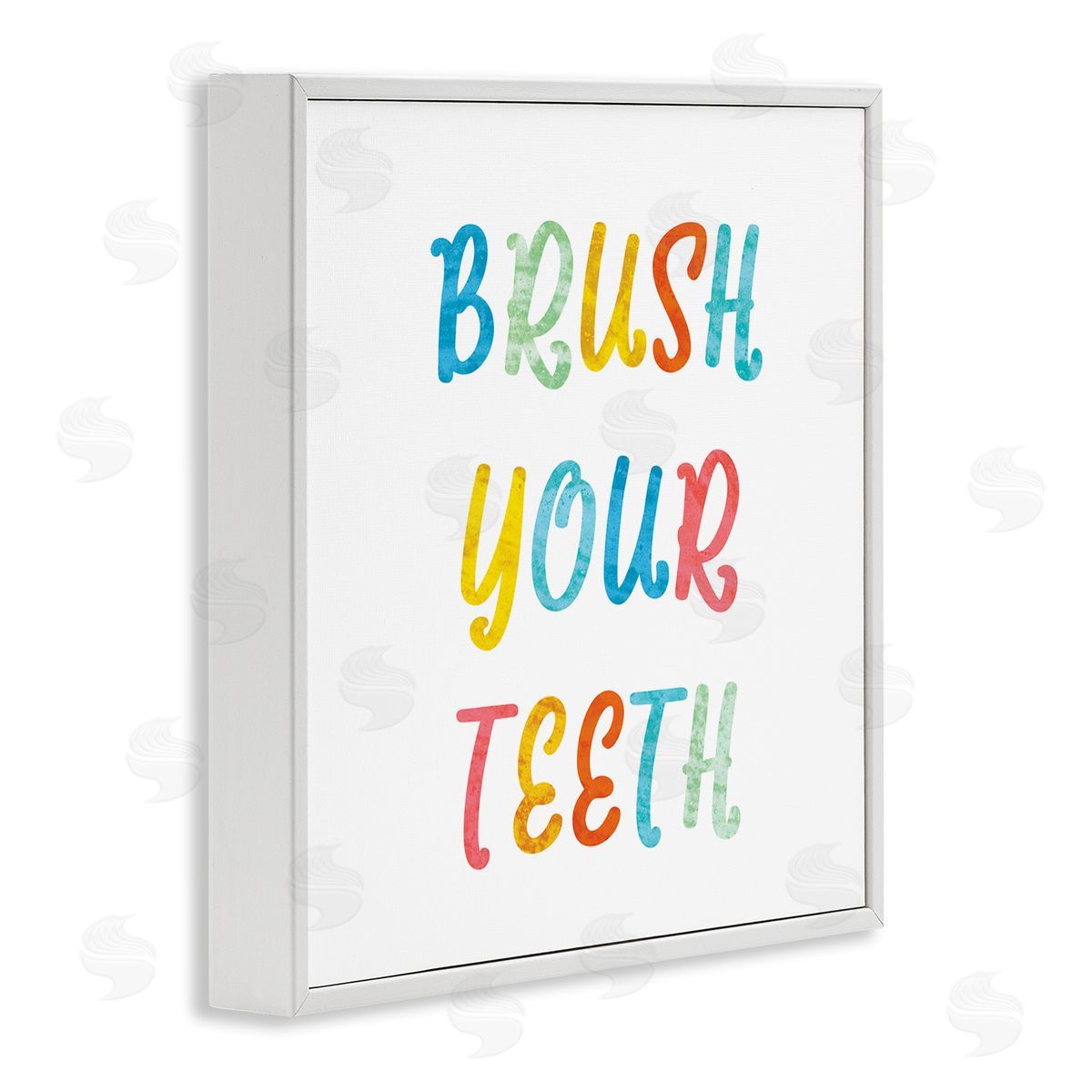 Stupell Studio Brush Your Teeth Dental Hygiene Kids Typography White Framed Glicee Wall Art Print