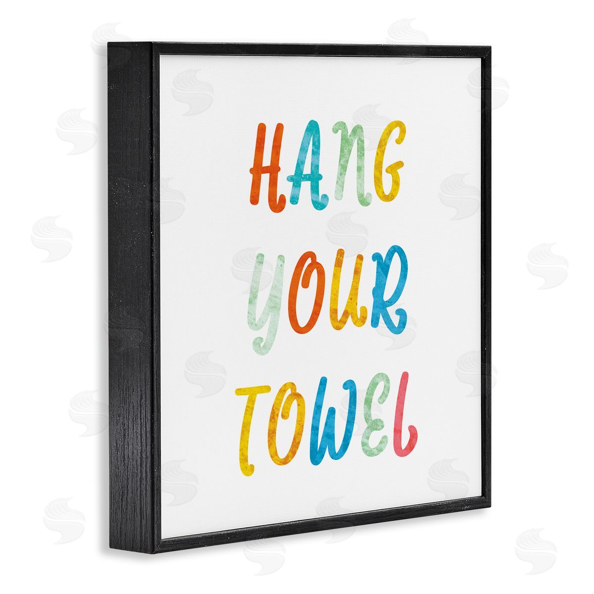 Stupell Studio Hang Your Towel Bathroom Rules Kids Typography Black Framed Glicee Wall Art Print