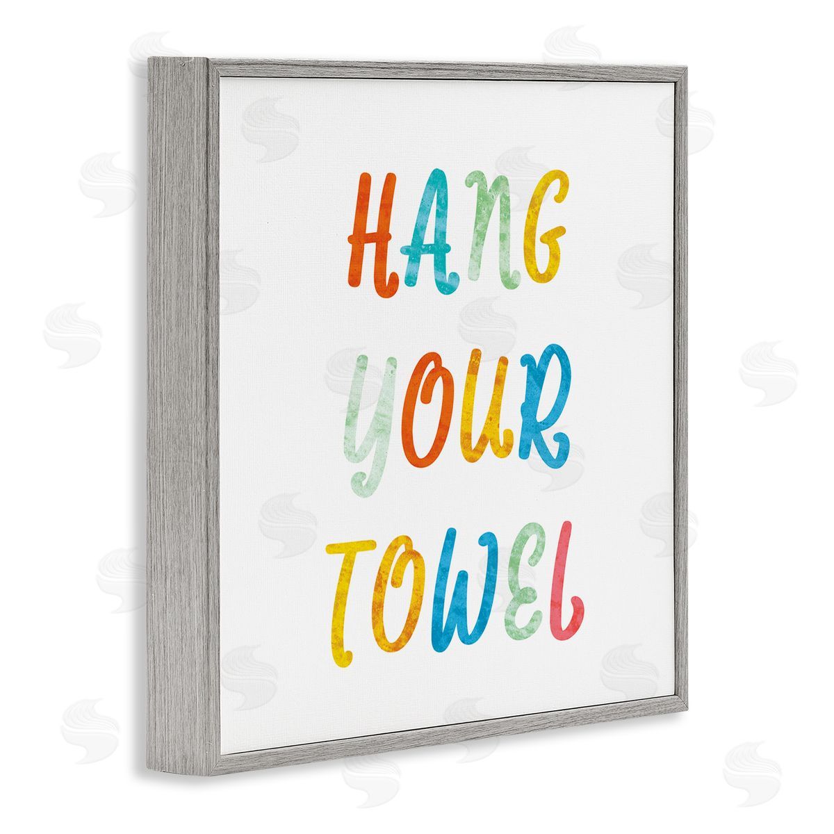 Stupell Studio Hang Your Towel Bathroom Rules Kids Typography Gray Framed Glicee Wall Art Print