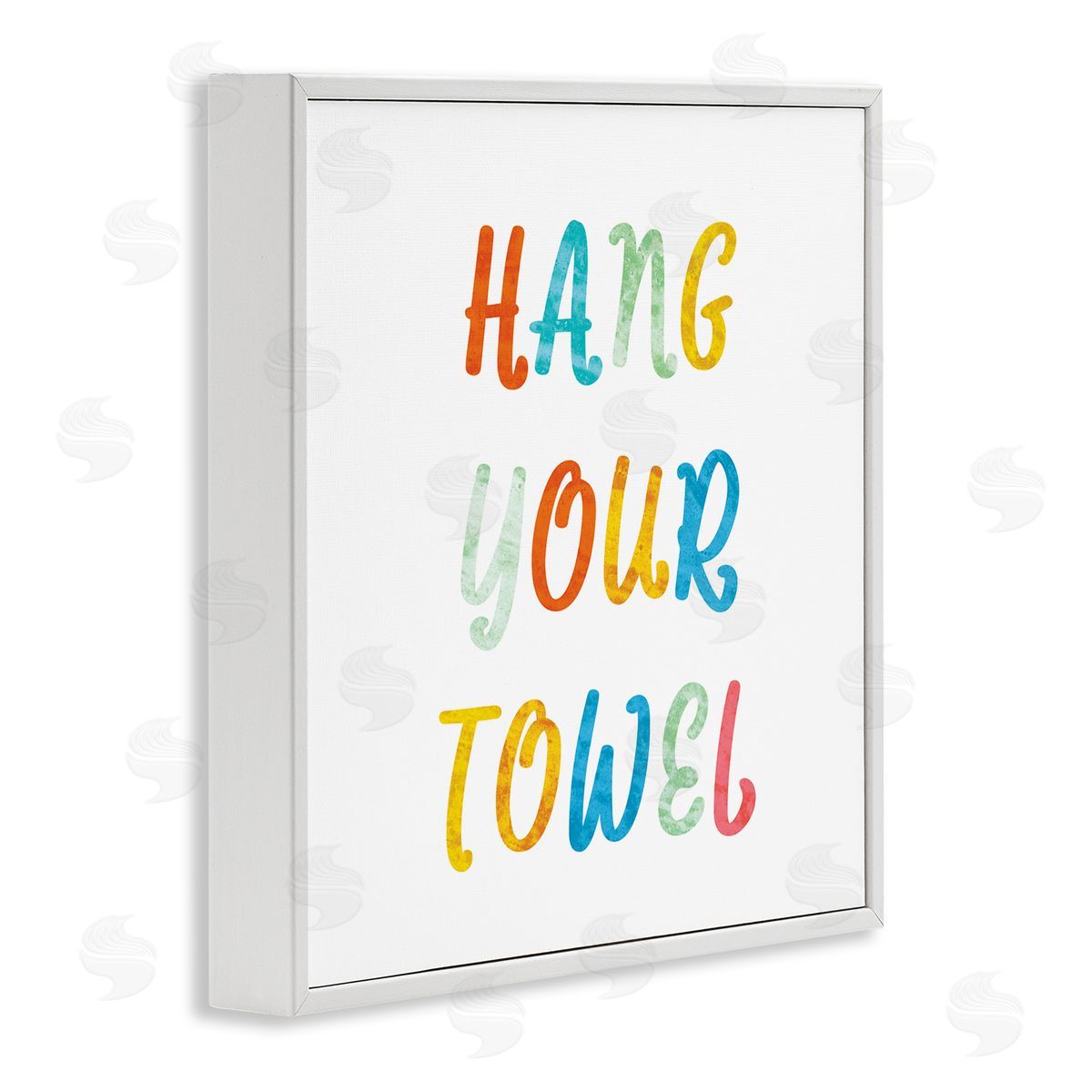 Stupell Studio Hang Your Towel Bathroom Rules Kids Typography White Framed Glicee Wall Art Print