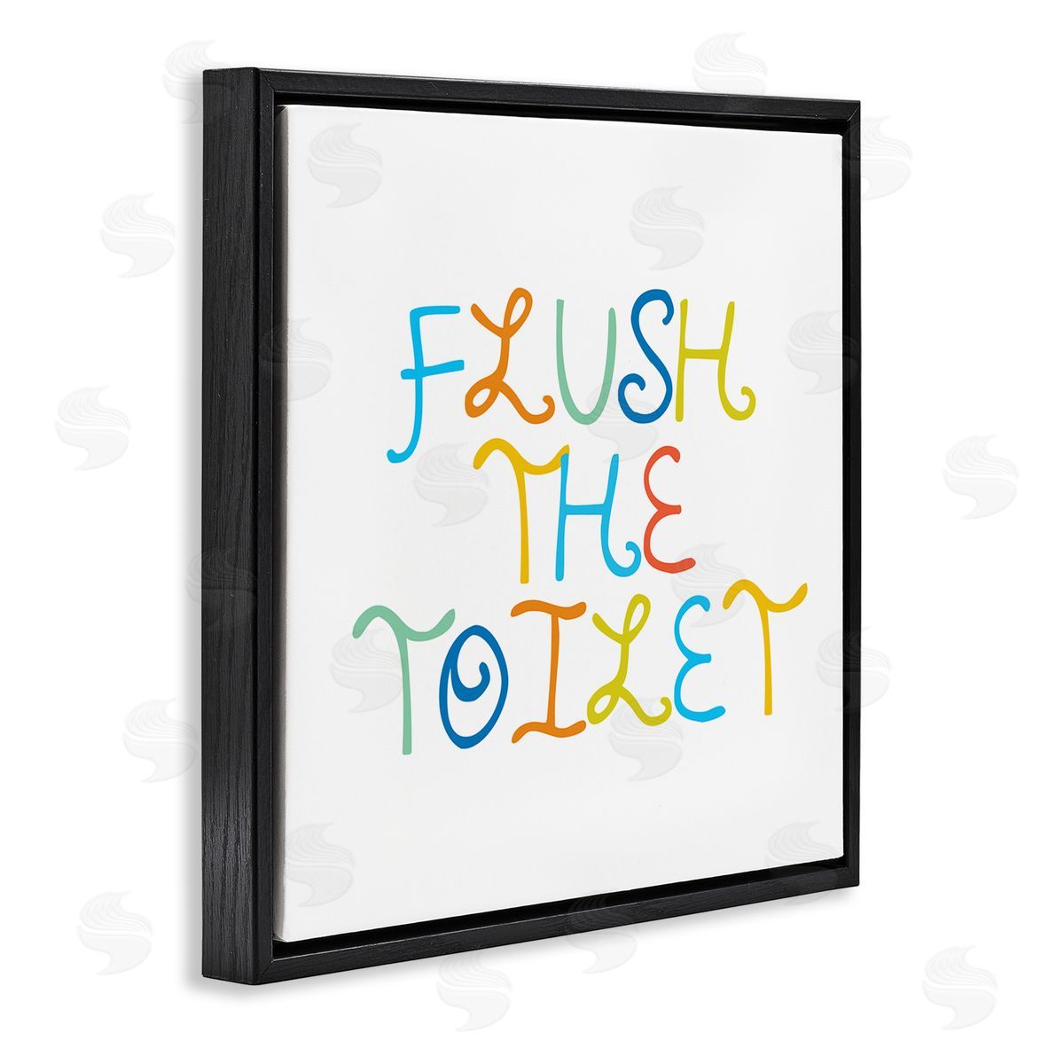 Stupell Studio Playful Kids Bathroom Sign Flush The Toilet Rules Black Floating Frame Canvas Wall Art Print