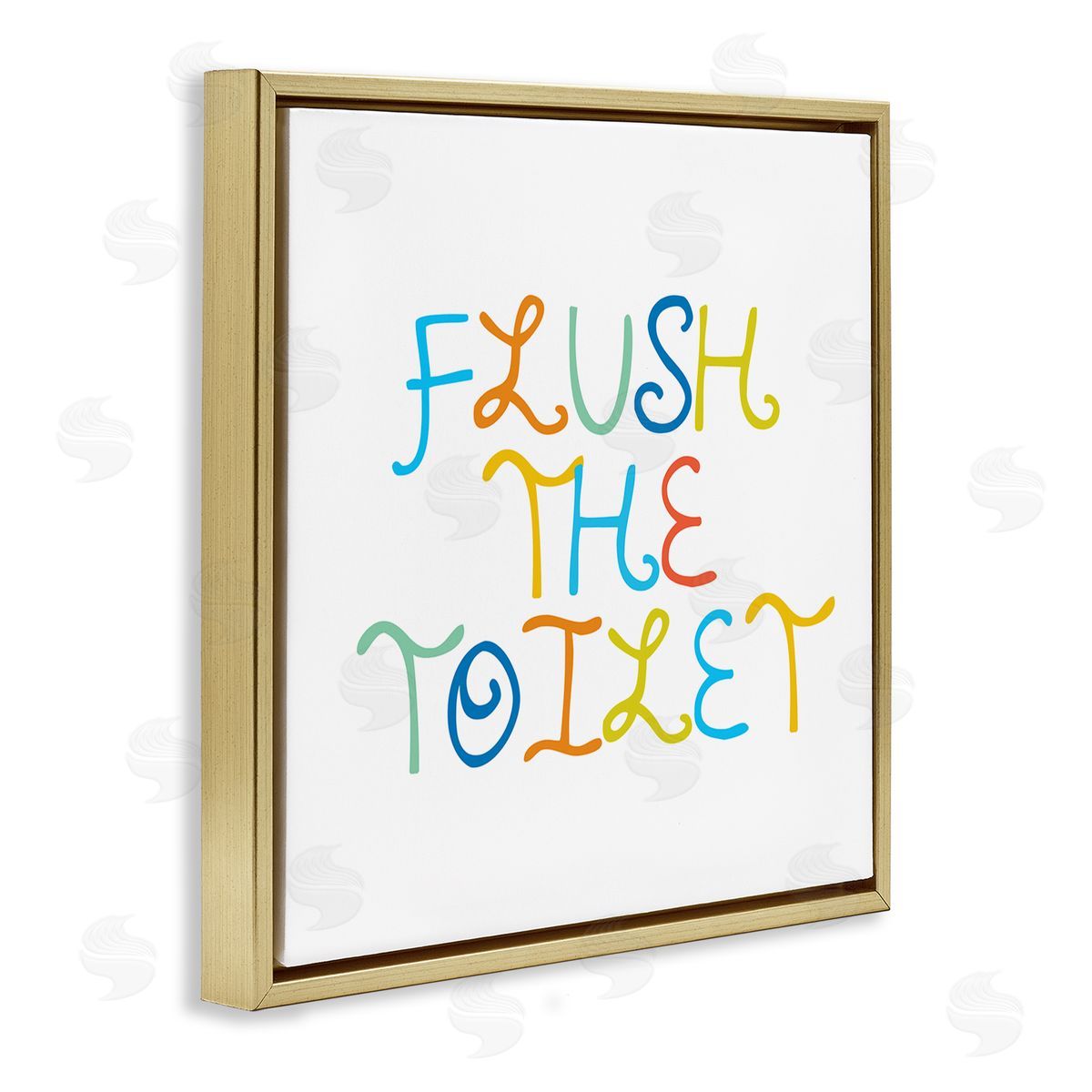 Stupell Studio Playful Kids Bathroom Sign Flush The Toilet Rules Gold Floating Frame Canvas Wall Art Print