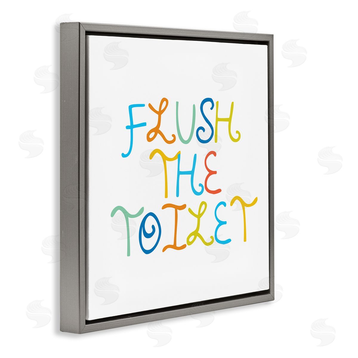 Stupell Studio Playful Kids Bathroom Sign Flush The Toilet Rules Gray Floating Frame Canvas Wall Art Print