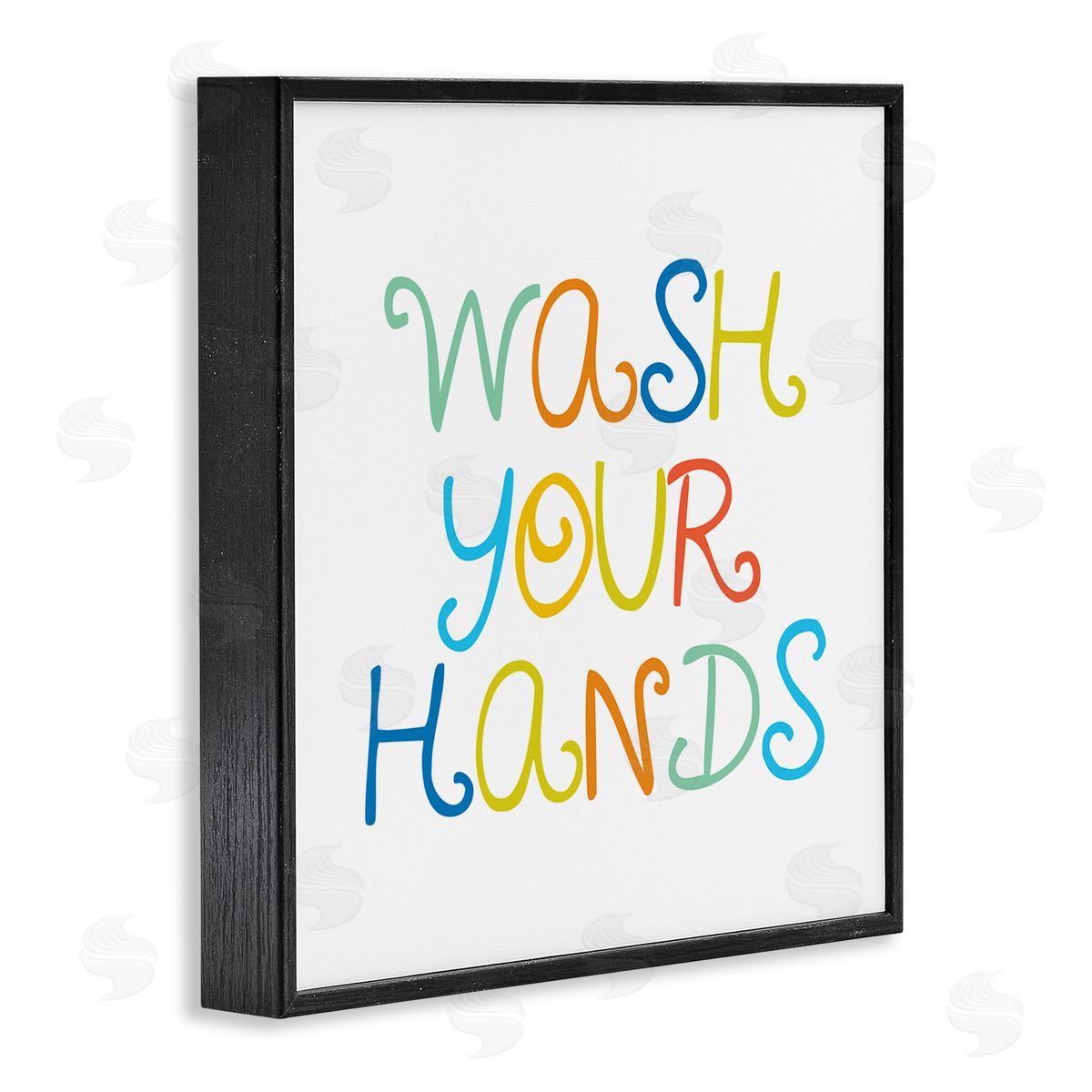 Stupell Studio Whimsical Kids Bathroom Phrase Wash Your Hands Rules Black Framed Glicee Wall Art Print