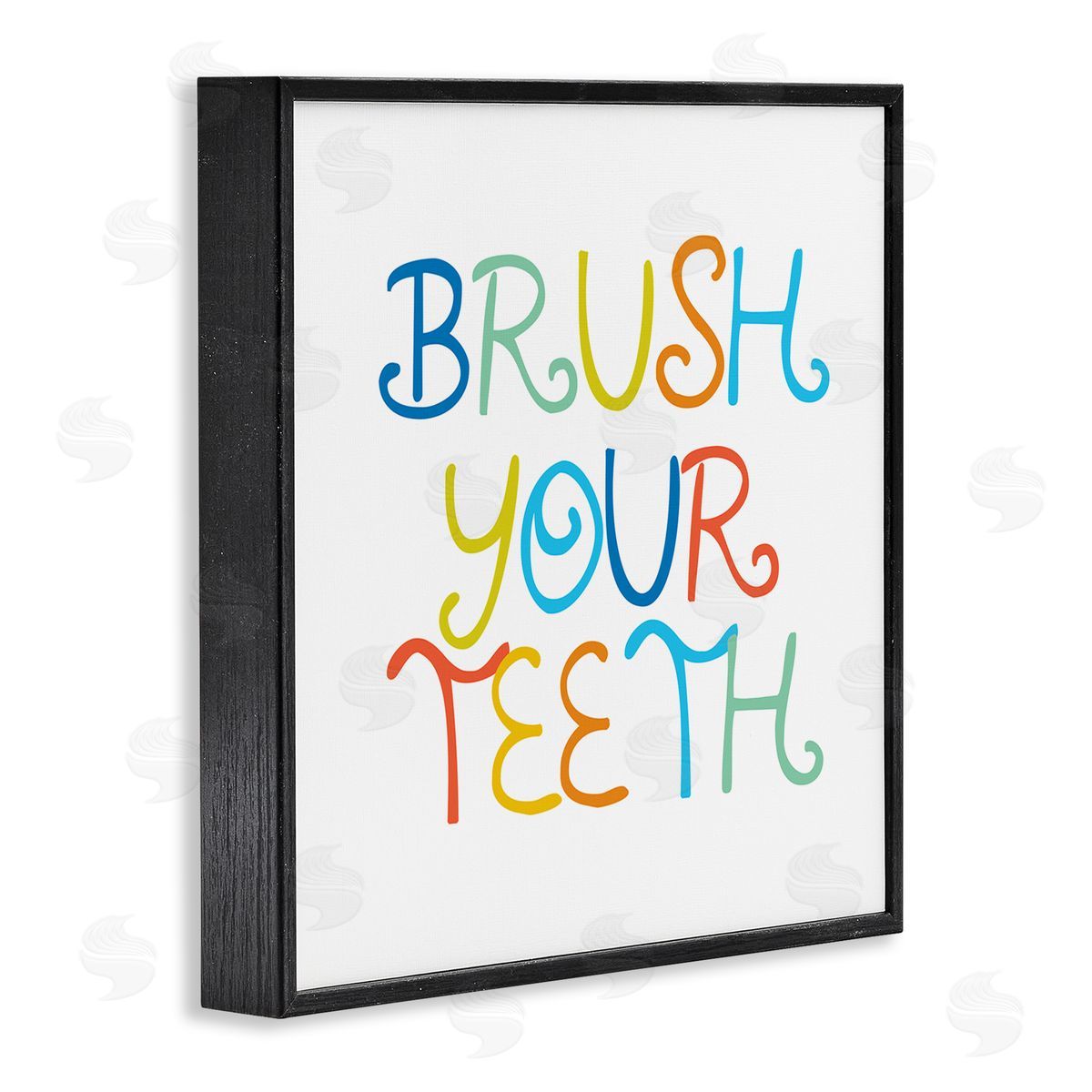 Stupell Studio Fun Kids Bathroom Sign Brush Your Teeth Rules Black Framed Glicee Wall Art Print