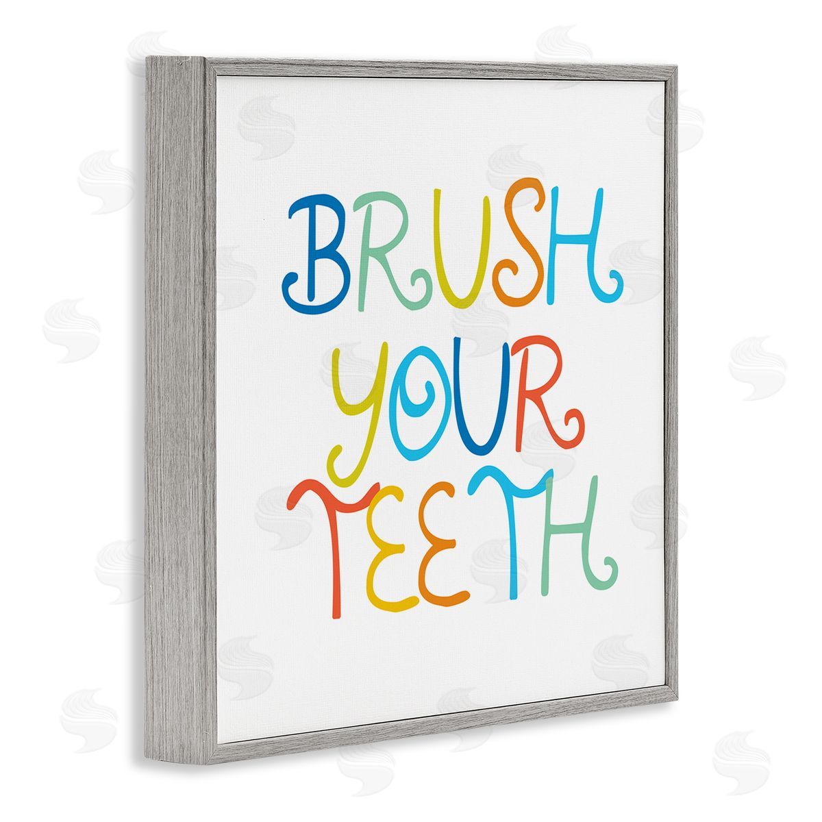 Stupell Studio Fun Kids Bathroom Sign Brush Your Teeth Rules Gray Framed Glicee Wall Art Print