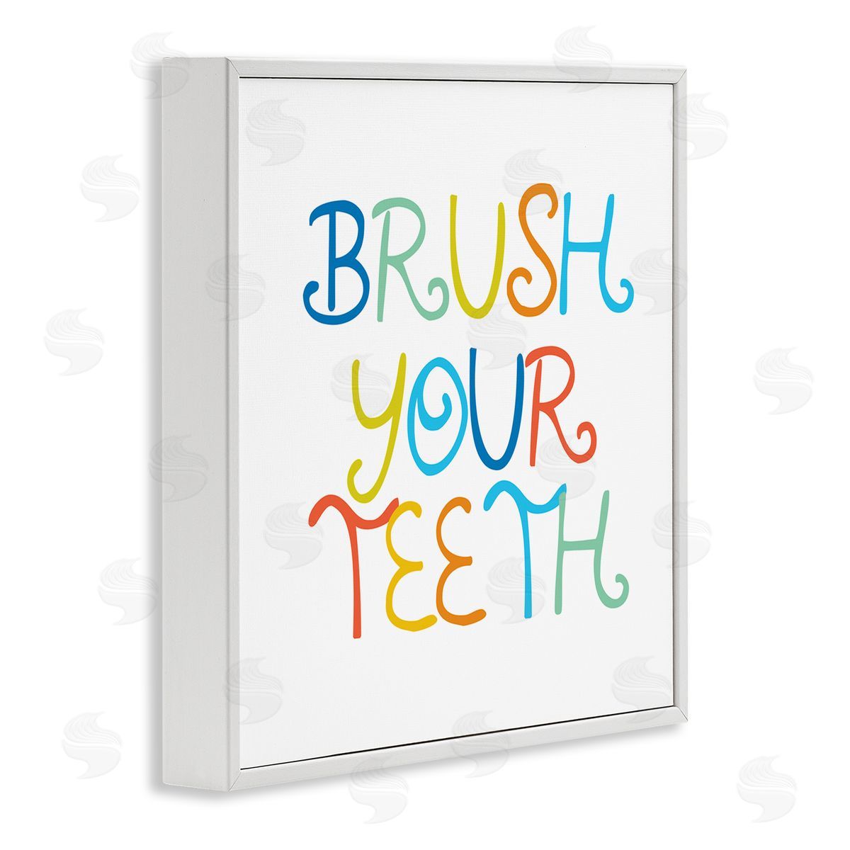Stupell Studio Fun Kids Bathroom Sign Brush Your Teeth Rules White Framed Glicee Wall Art Print
