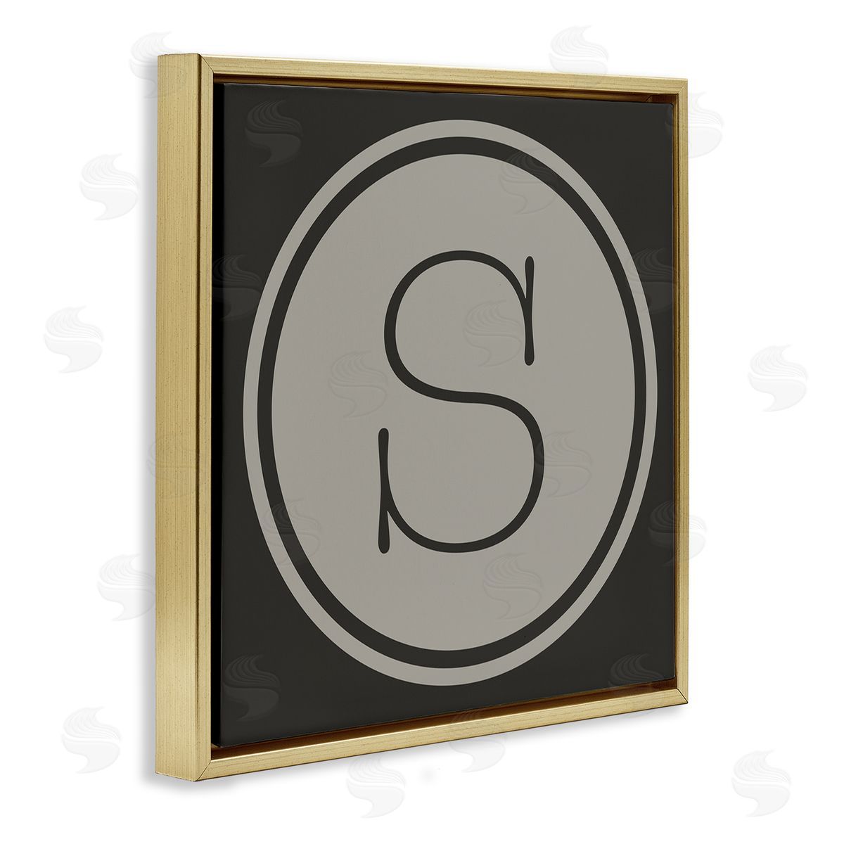 Ziwei Li Modern S Initial Elevator Key Circular Shape Gold Floating Frame Canvas Wall Art Print