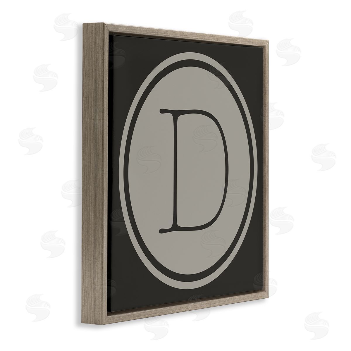 Ziwei Li Modern D Initial Elevator Key Circular Shape Brown Floating Frame Canvas Wall Art Print
