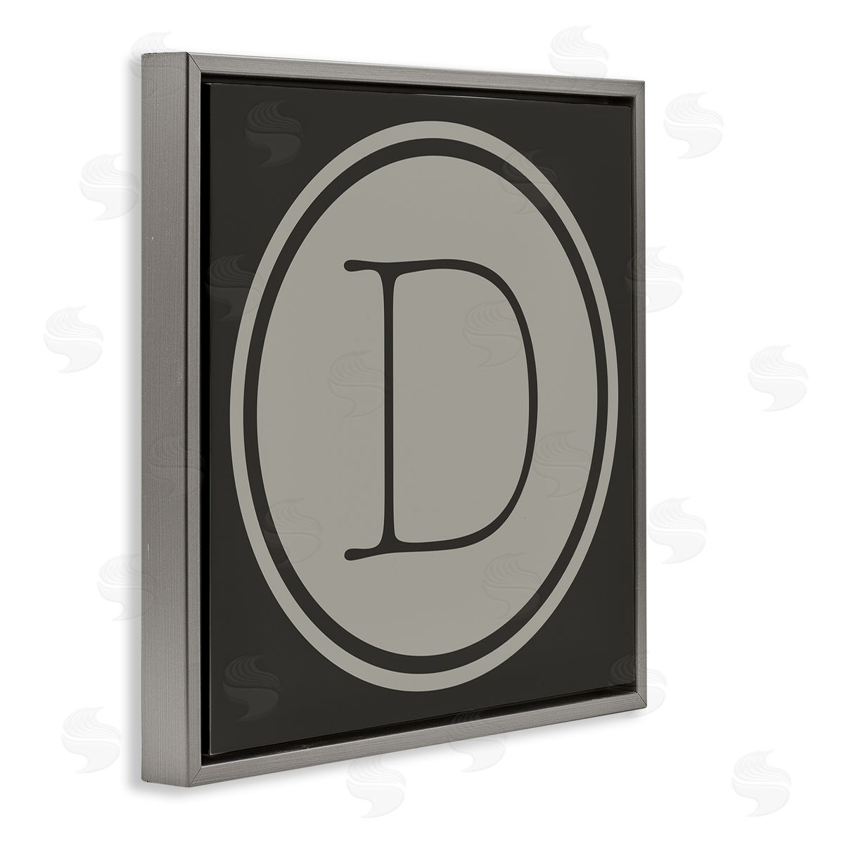 Ziwei Li Modern D Initial Elevator Key Circular Shape Gray Floating Frame Canvas Wall Art Print