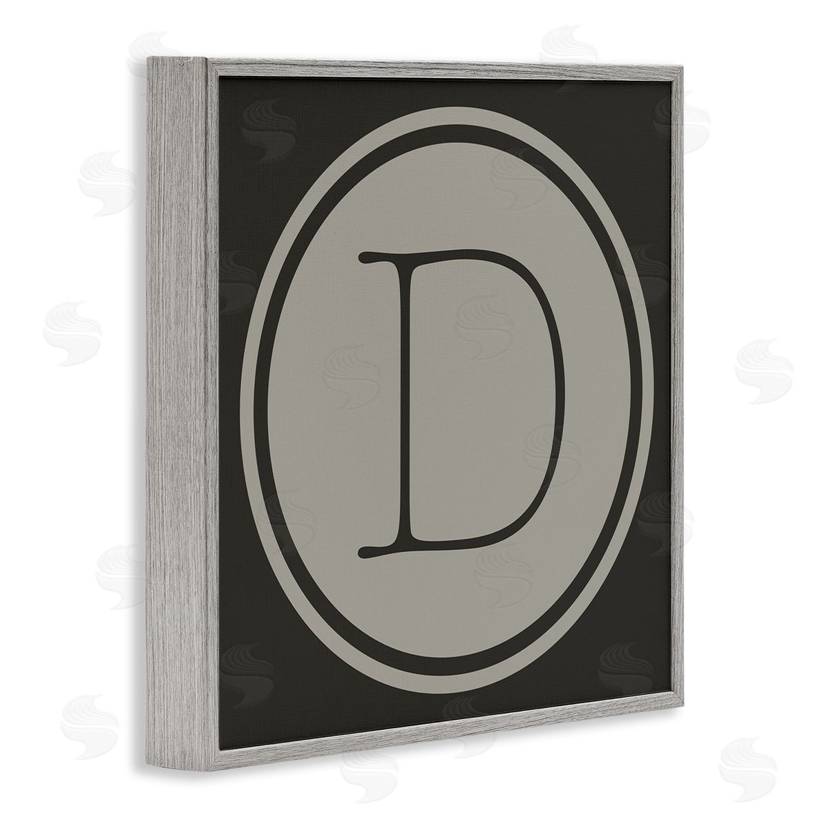Ziwei Li Modern D Initial Elevator Key Circular Shape Gray Framed Glicee Wall Art Print