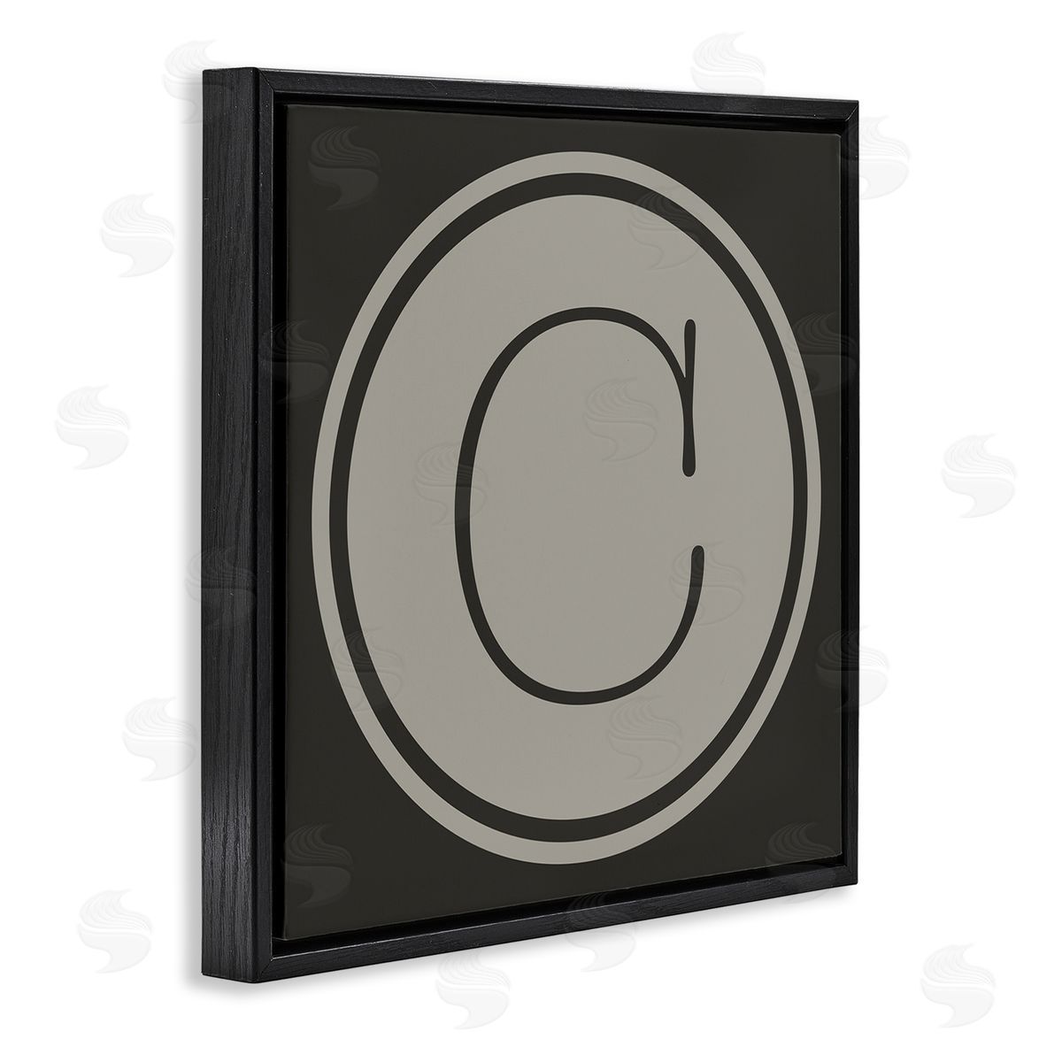 Ziwei Li Modern C Initial Circular Shape Elevator Key Black Floating Frame Canvas Wall Art Print