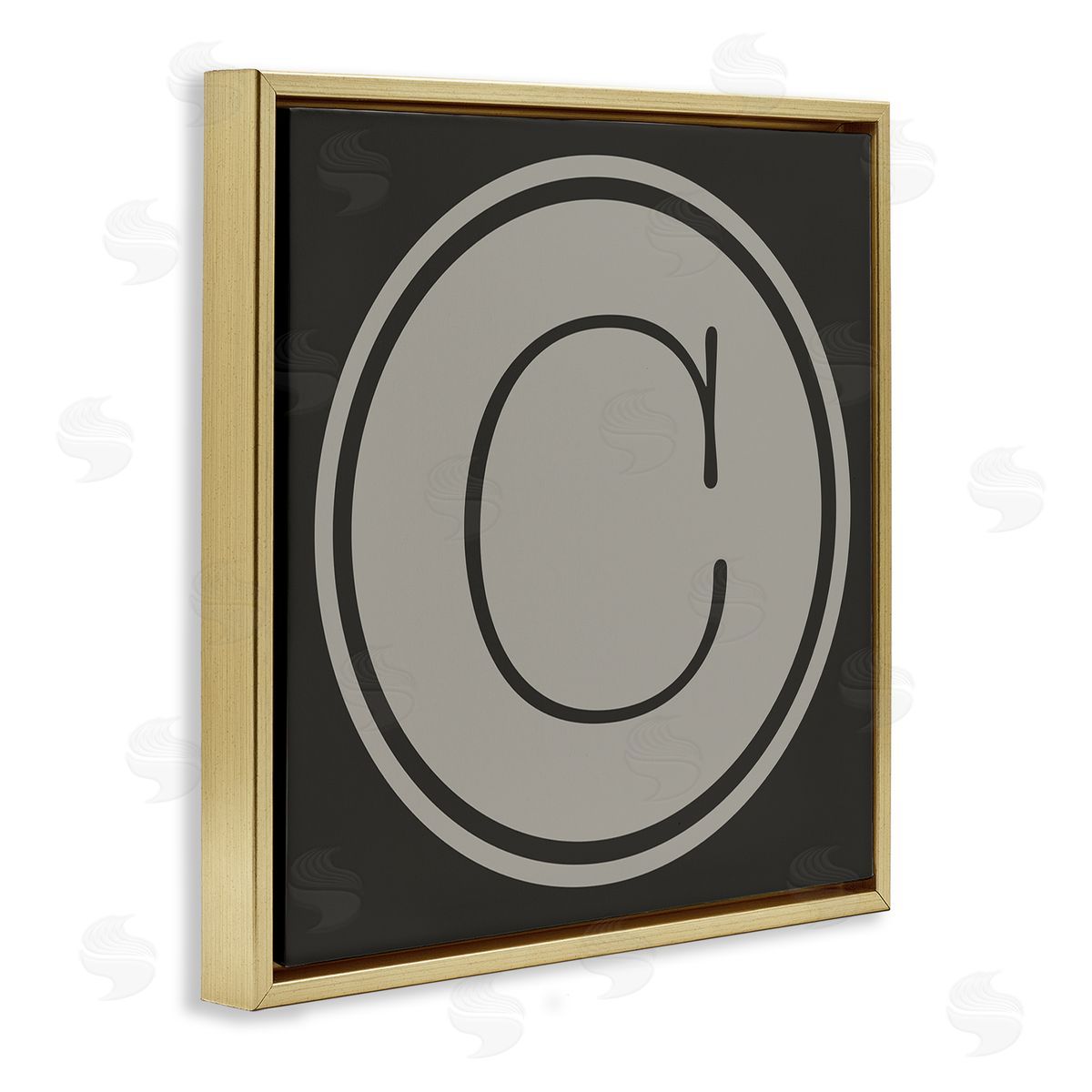 Ziwei Li Modern C Initial Circular Shape Elevator Key Gold Floating Frame Canvas Wall Art Print