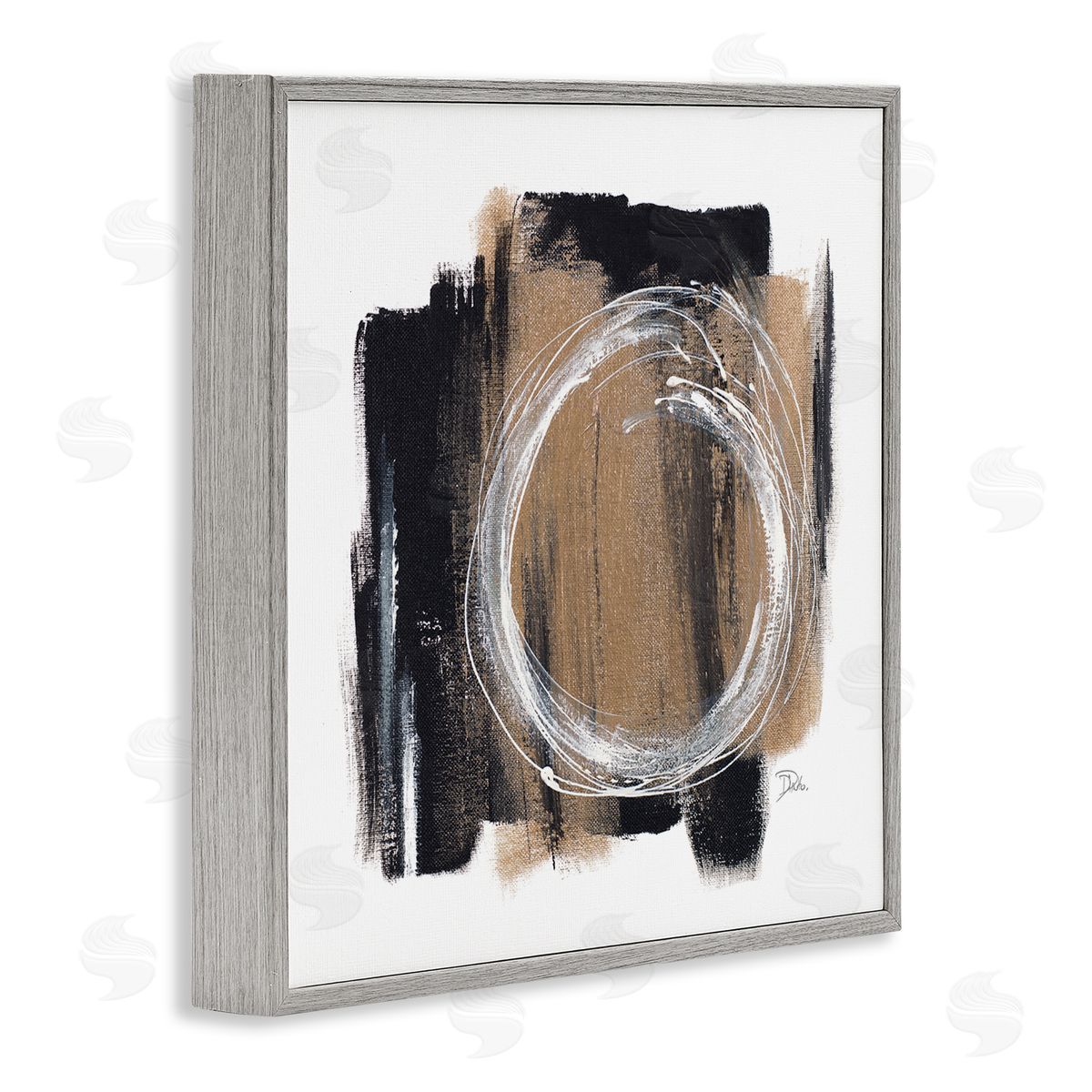 Patricia Pinto Circular Spiral Abstraction over Rustic Black Brown Gray Framed Glicee Wall Art Print
