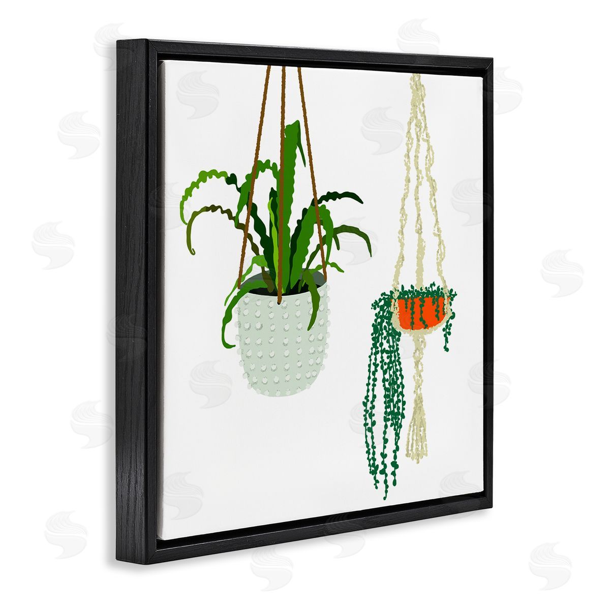 Jen Bucheli Chic Indoor Potted Plants Modern Fern Foliage Black Floating Frame Canvas Wall Art Print