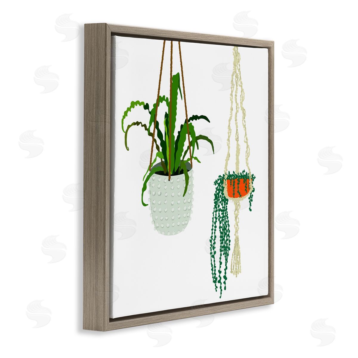 Jen Bucheli Chic Indoor Potted Plants Modern Fern Foliage Brown Floating Frame Canvas Wall Art Print