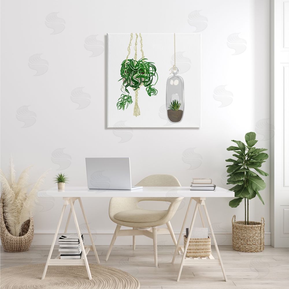 Jen Bucheli Modern Indoor Potted Greenery Spider Plant Terrarium Canvas Wall Art in Room