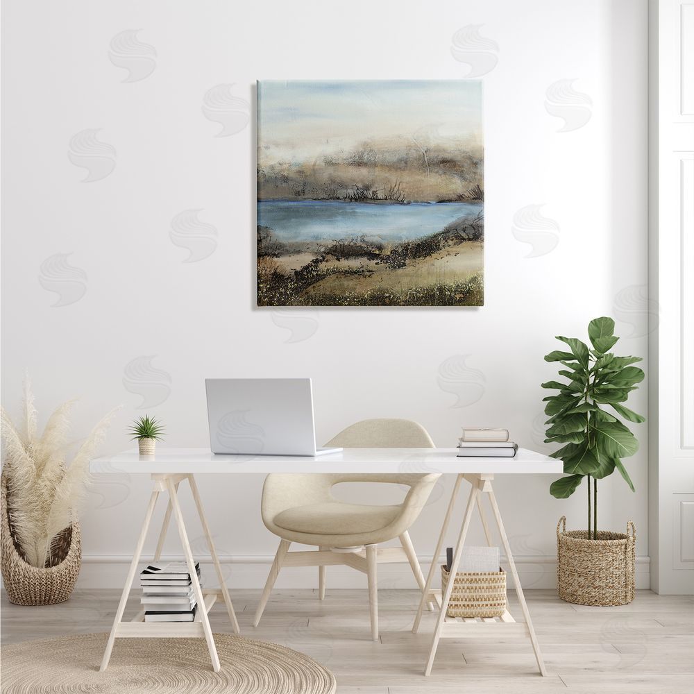Ruth Fromstein Rustic Pond Water Abstract Muddy Surrounding Landscape Canvas Wall Art in Room