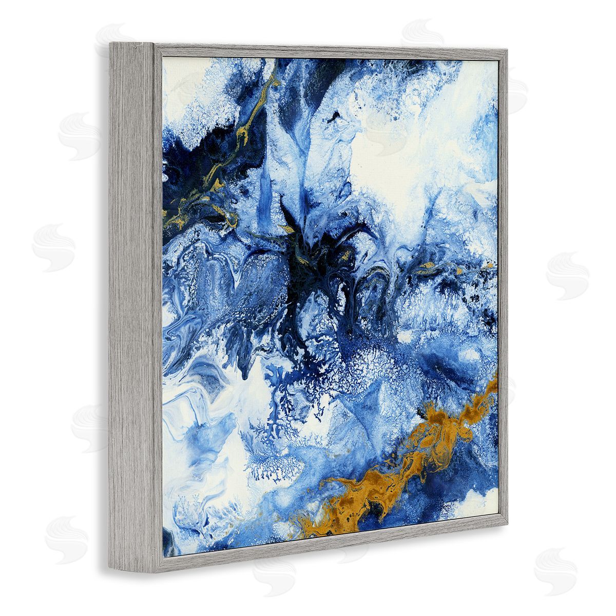 Liz Jardine Water Movement Abstraction Fluid Yellow Blue Design Gray Framed Glicee Wall Art Print
