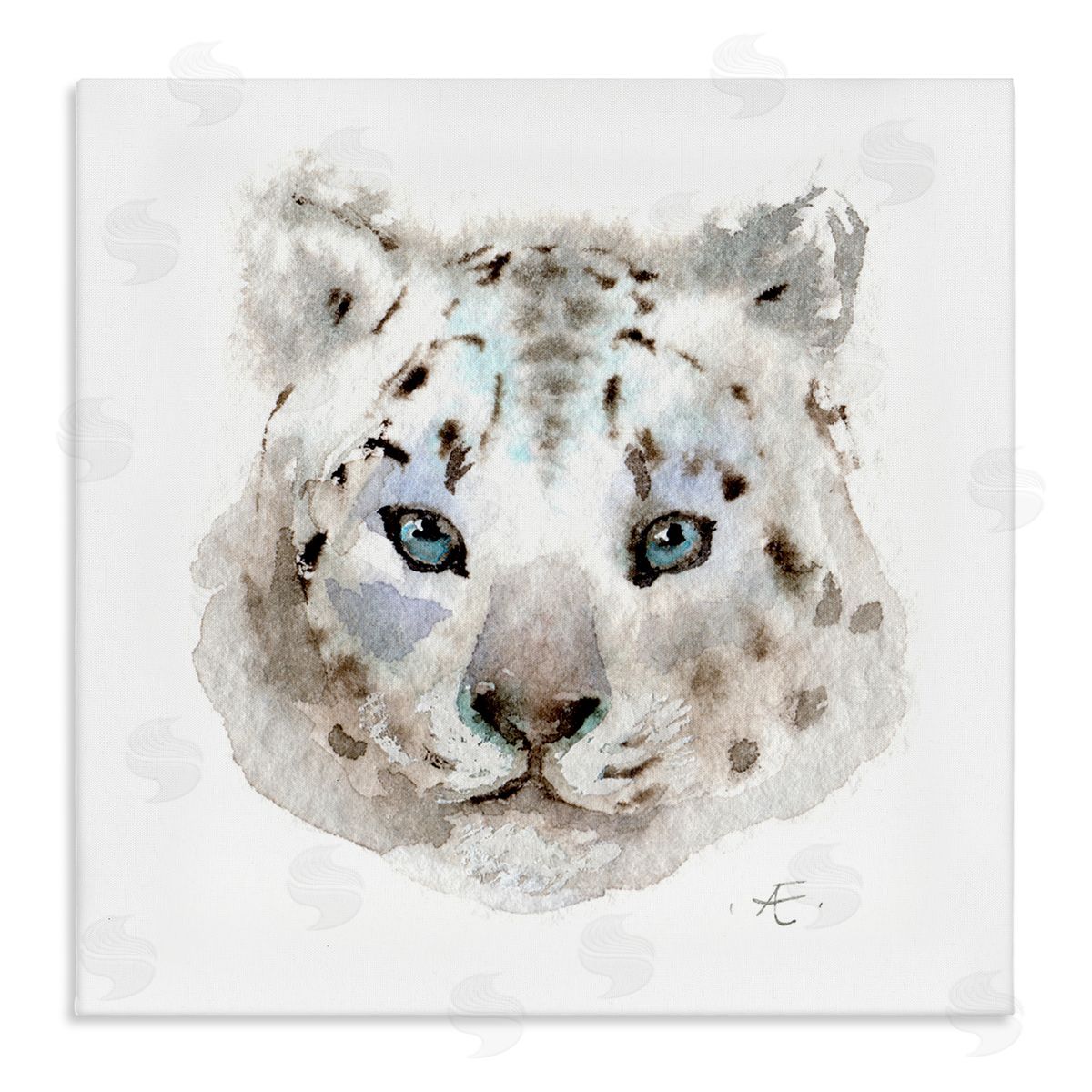 Verbrugge Watercolor Minimal White Leopard Portrait Spotted Safari Animal Stretched Canvas Wall Art Print