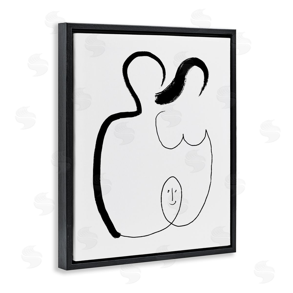 Bellassai Art Family Embrace Abstract Portrait Black Floating Frame Canvas Wall Art Print