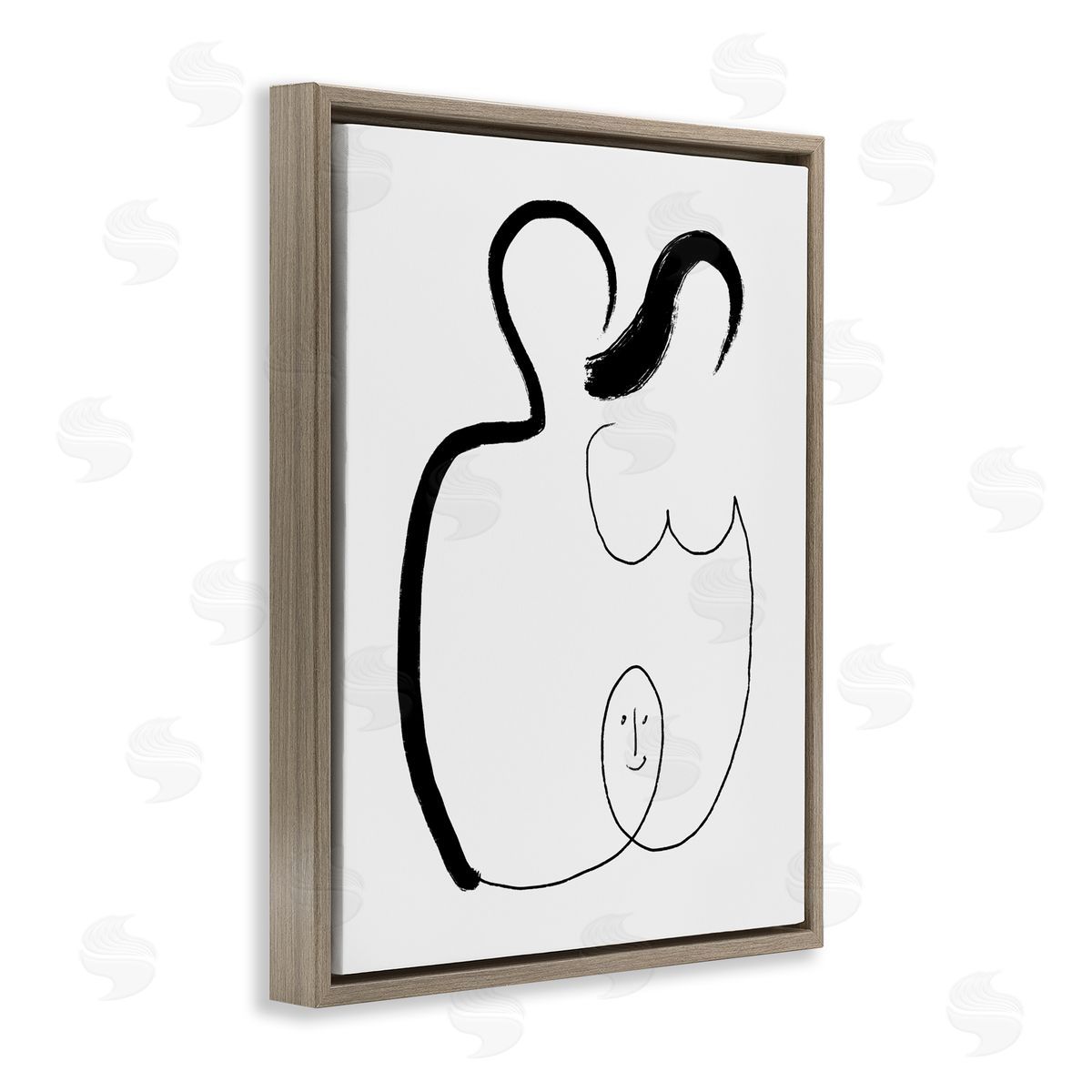 Bellassai Art Family Embrace Abstract Portrait Brown Floating Frame Canvas Wall Art Print