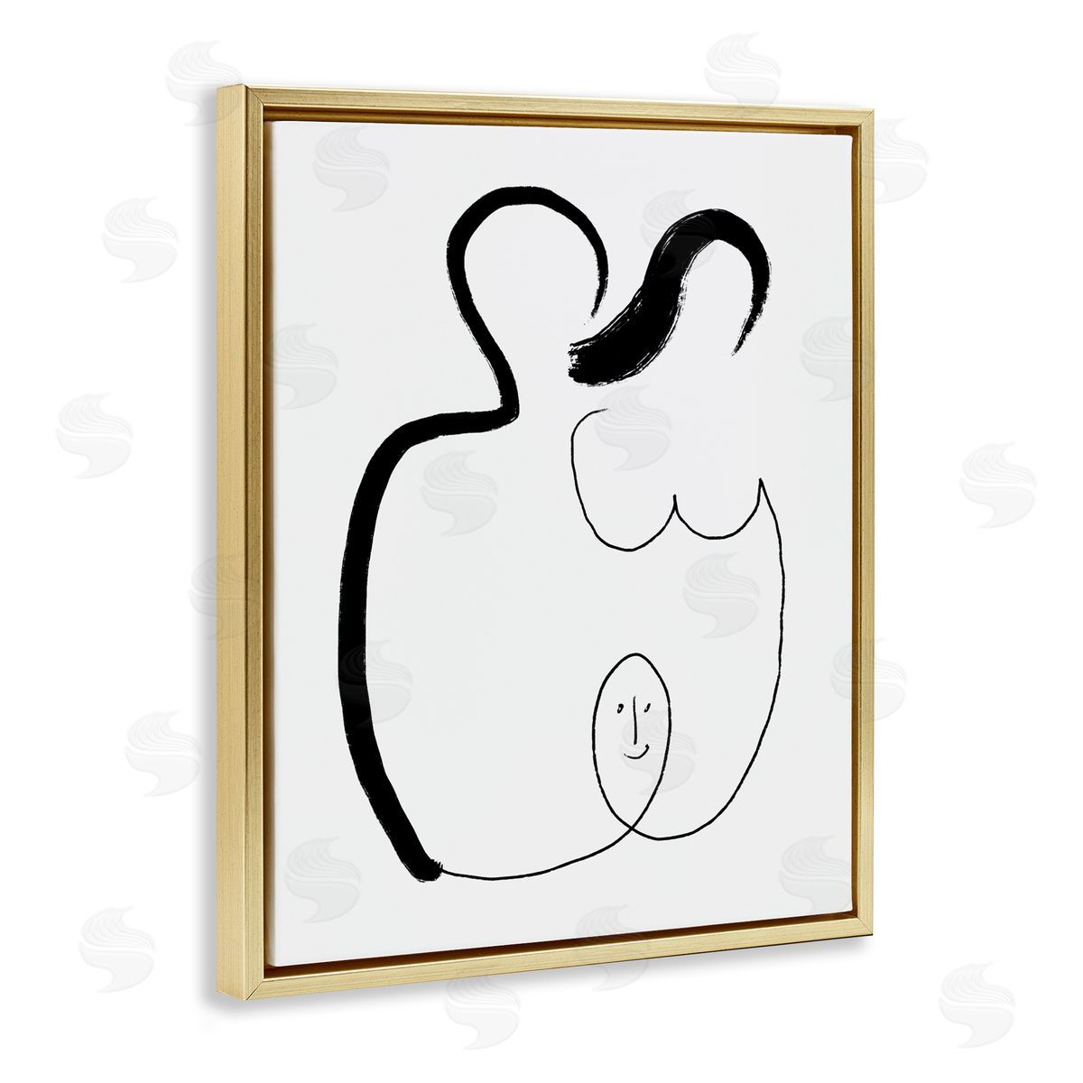 Bellassai Art Family Embrace Abstract Portrait Gold Floating Frame Canvas Wall Art Print