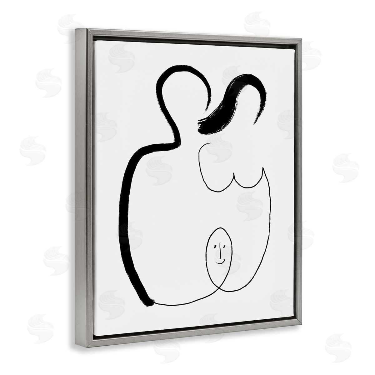 Bellassai Art Family Embrace Abstract Portrait Gray Floating Frame Canvas Wall Art Print