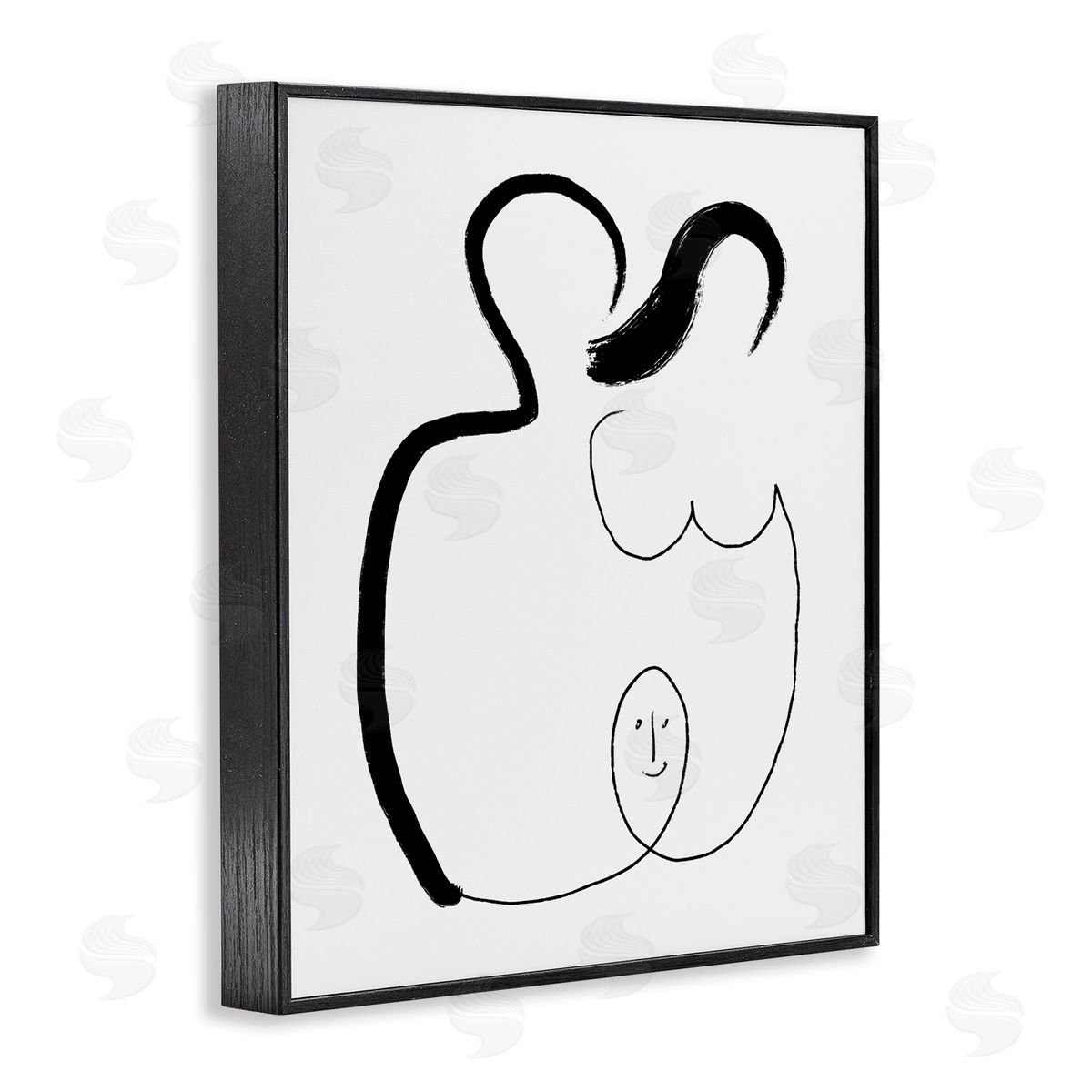 Bellassai Art Family Embrace Abstract Portrait Black Frame Giclee Wall Art Print